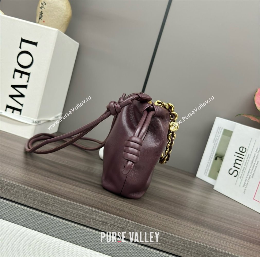 loewe Mini flamenco purse bag in mellow nappa lambskin dark burgundy 2024 (yongsheng-240411-04)