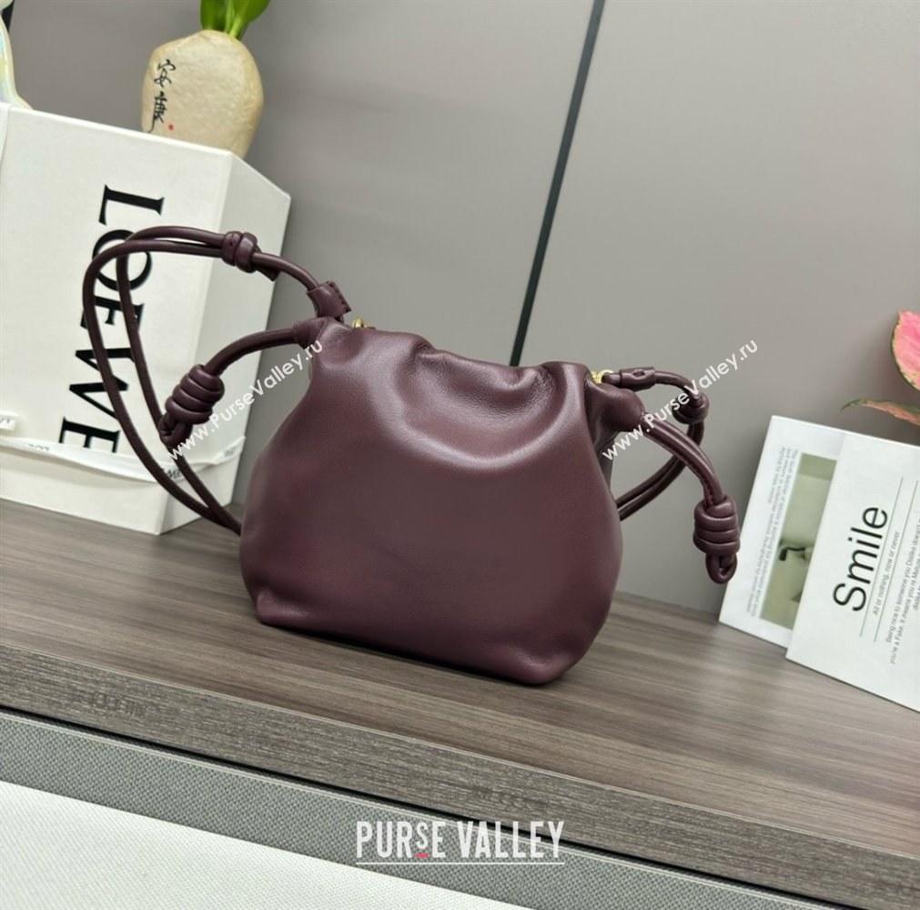 loewe Mini flamenco purse bag in mellow nappa lambskin dark burgundy 2024 (yongsheng-240411-04)