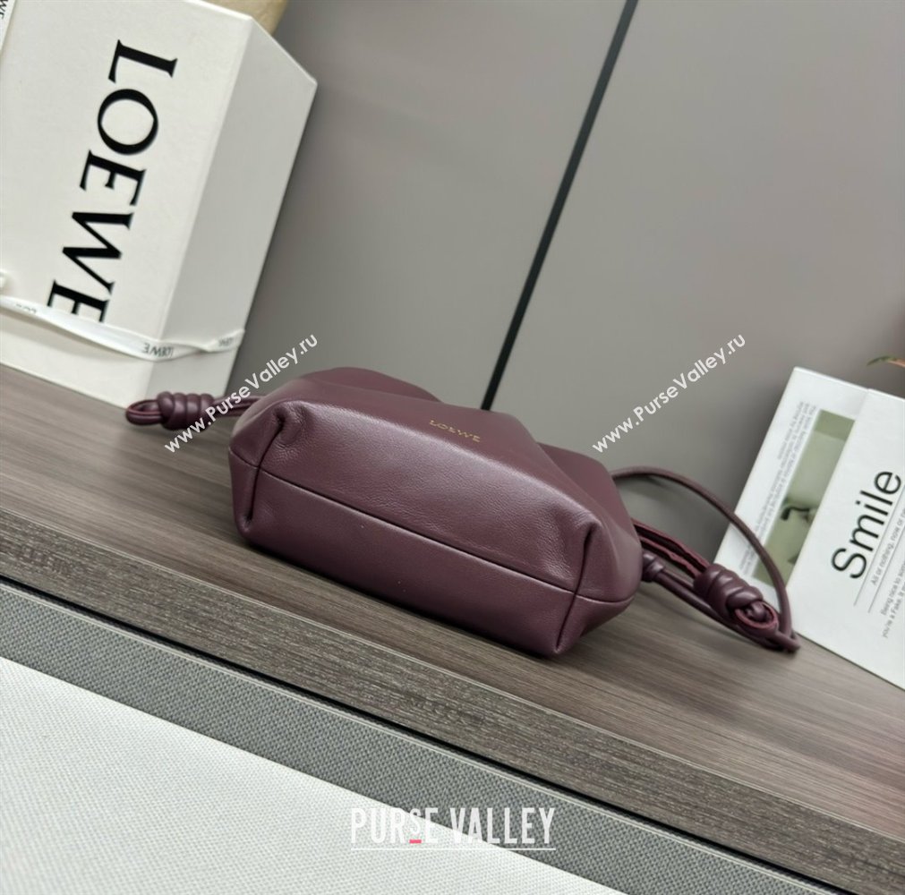 loewe Mini flamenco purse bag in mellow nappa lambskin dark burgundy 2024 (yongsheng-240411-04)