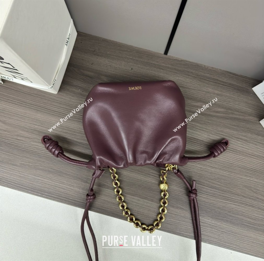 loewe Mini flamenco purse bag in mellow nappa lambskin dark burgundy 2024 (yongsheng-240411-04)