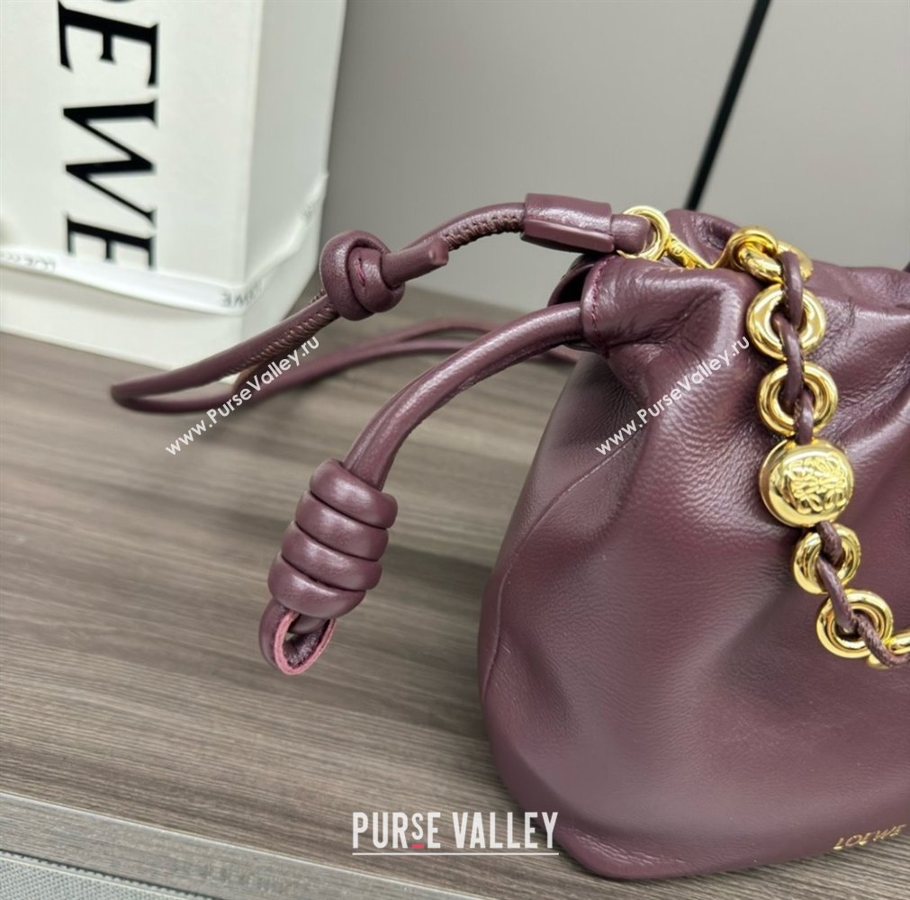 loewe Mini flamenco purse bag in mellow nappa lambskin dark burgundy 2024 (yongsheng-240411-04)