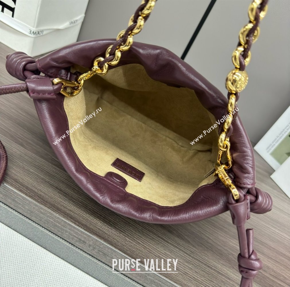 loewe Mini flamenco purse bag in mellow nappa lambskin dark burgundy 2024 (yongsheng-240411-04)