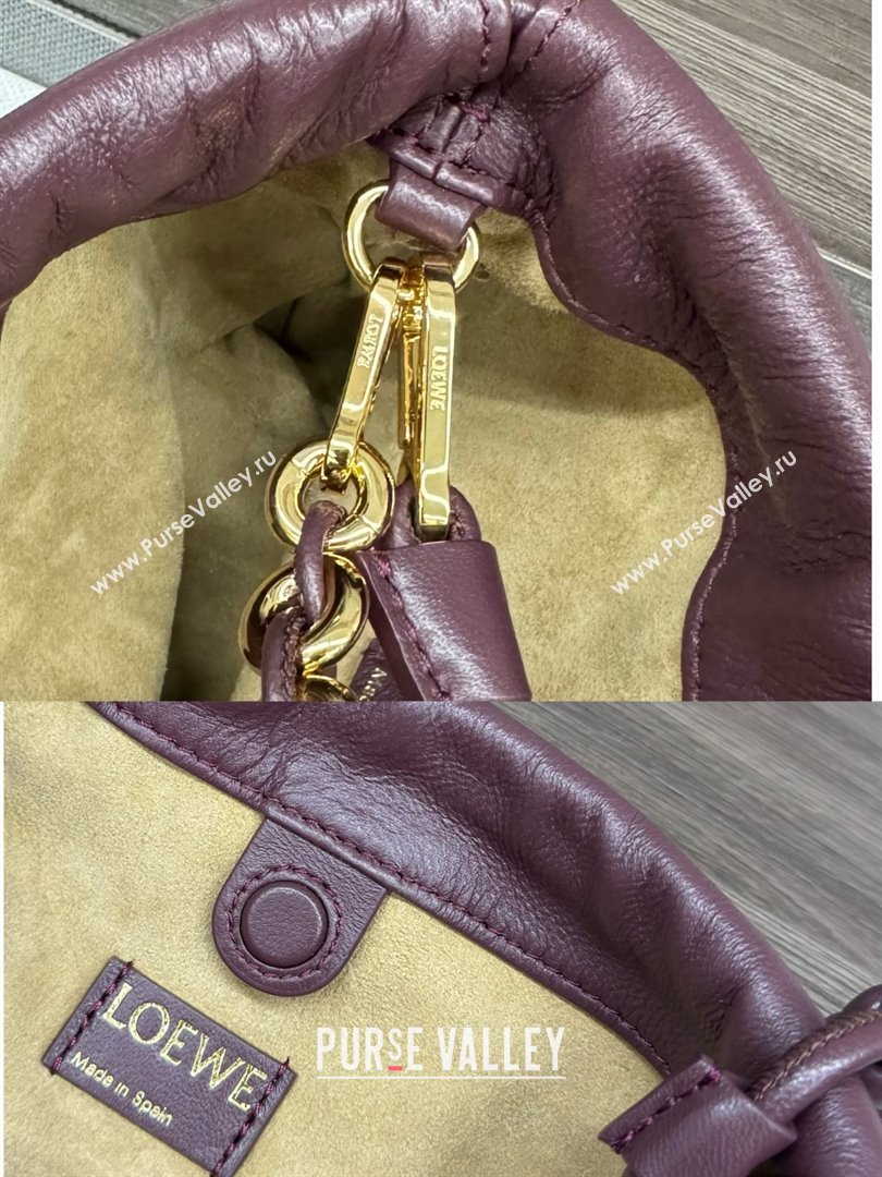 loewe Mini flamenco purse bag in mellow nappa lambskin dark burgundy 2024 (yongsheng-240411-04)