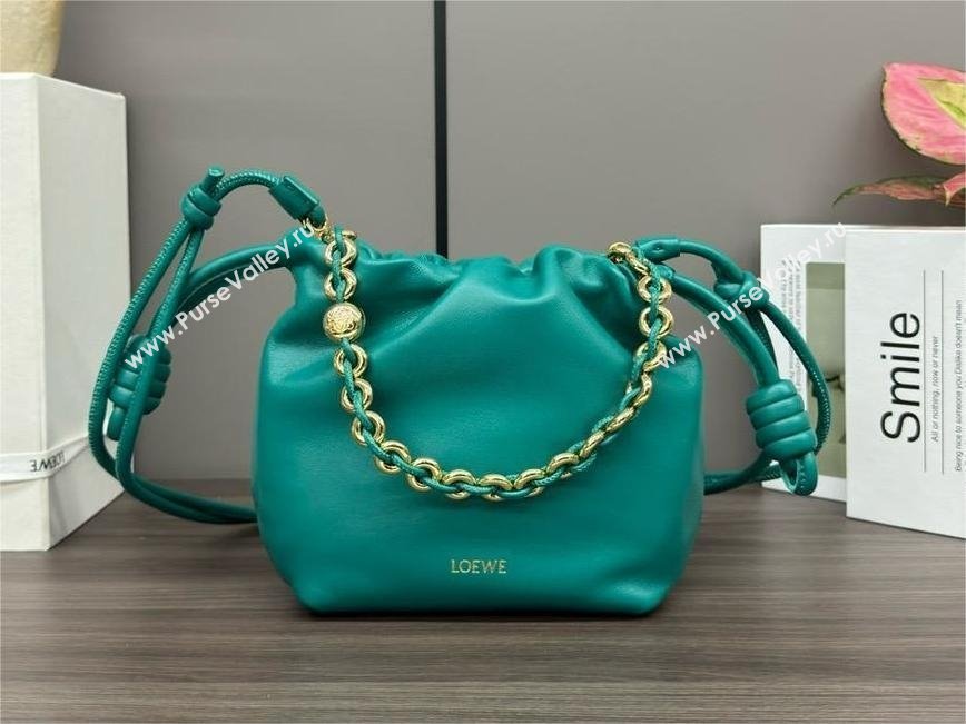 loewe Mini flamenco purse bag in mellow nappa lambskin Emerald Green 2024 (yongsheng-240411-05)