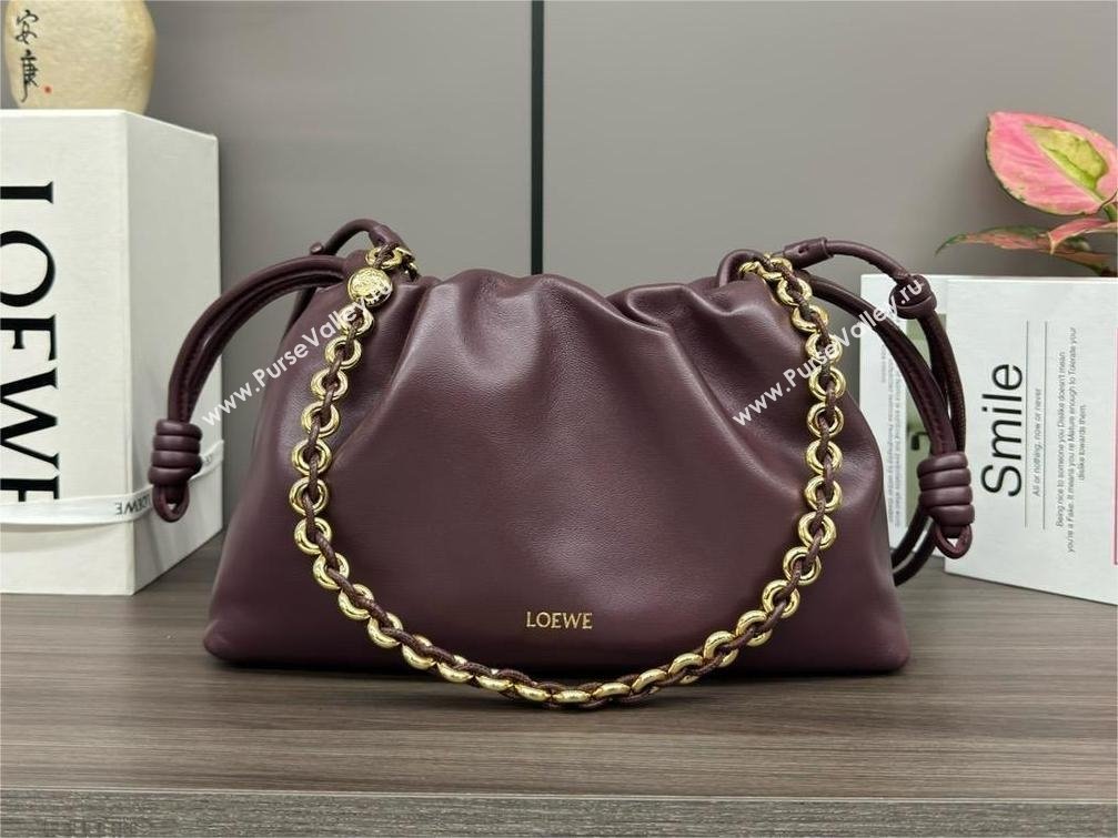 loewe flamenco purse in mellow nappa lambskin 012403 dark burgundy 2024 (yongsheng-240410-01)