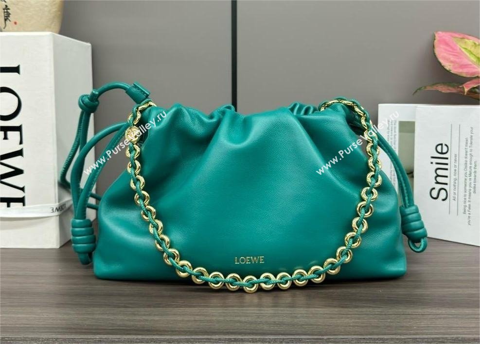 loewe flamenco purse in mellow nappa lambskin 012403 emerald green 2024 (yongsheng-240410-02)