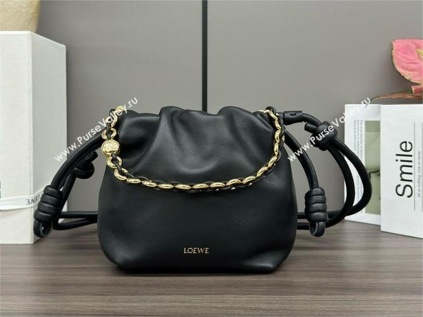 loewe Mini flamenco purse bag in mellow nappa lambskin BLACK 2024 (yongsheng-240411-07)