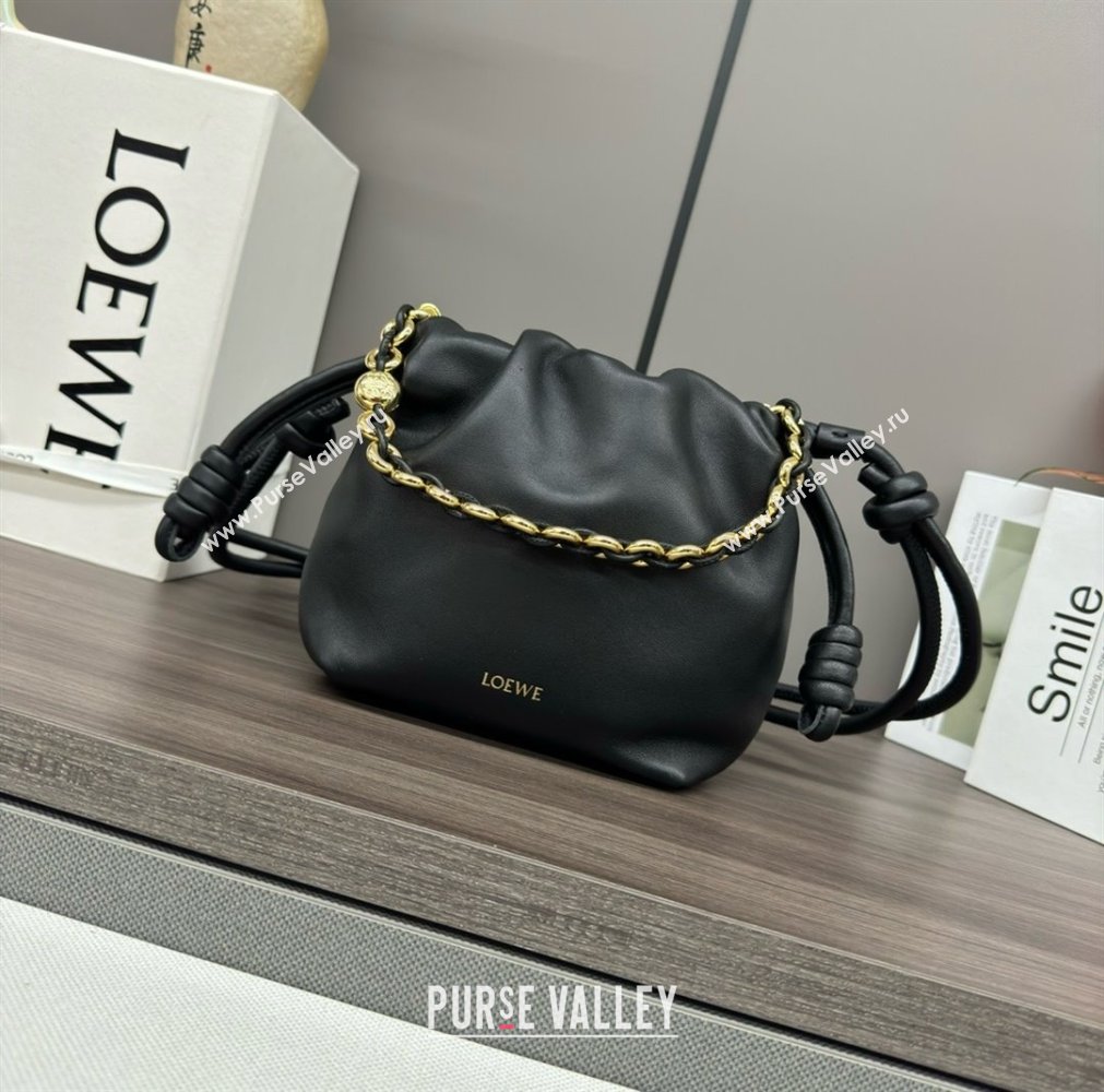 loewe Mini flamenco purse bag in mellow nappa lambskin BLACK 2024 (yongsheng-240411-07)