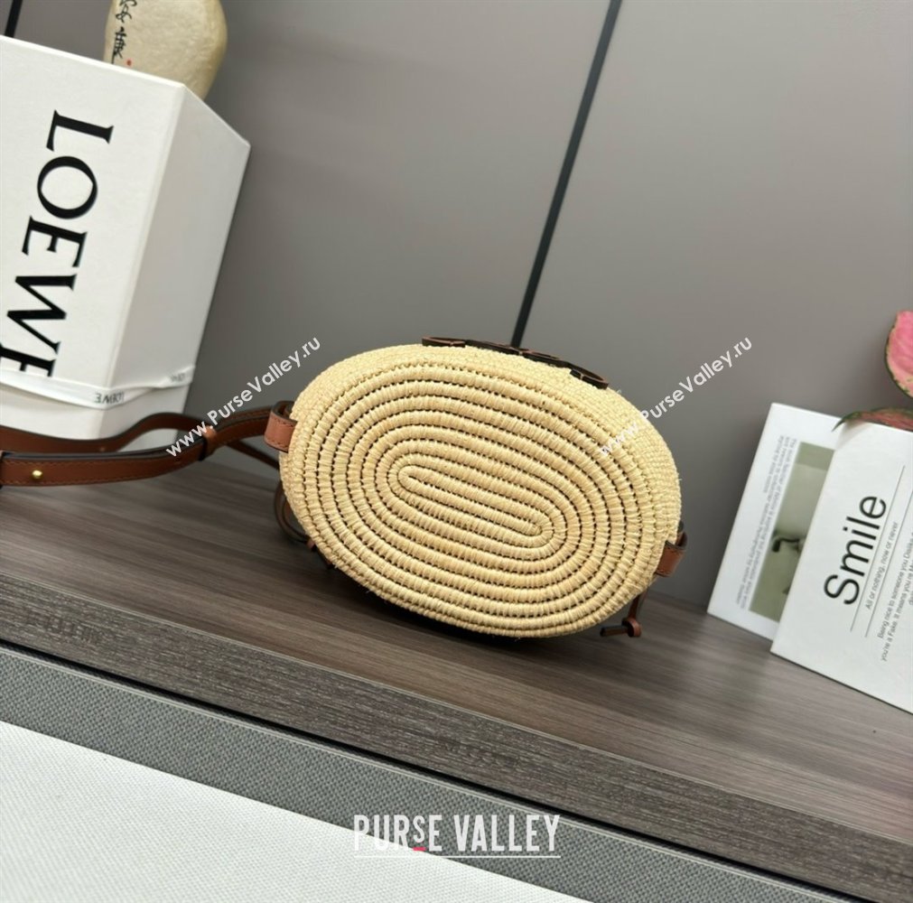 loewe Beehive Basket bag in raffia and calfskin Natural/Tan 2024 (yongsheng-240410-05)