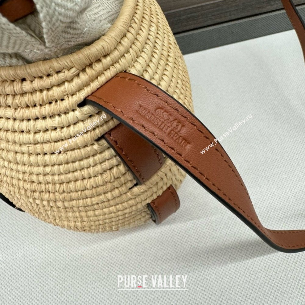 loewe Beehive Basket bag in raffia and calfskin Natural/Tan 2024 (yongsheng-240410-05)