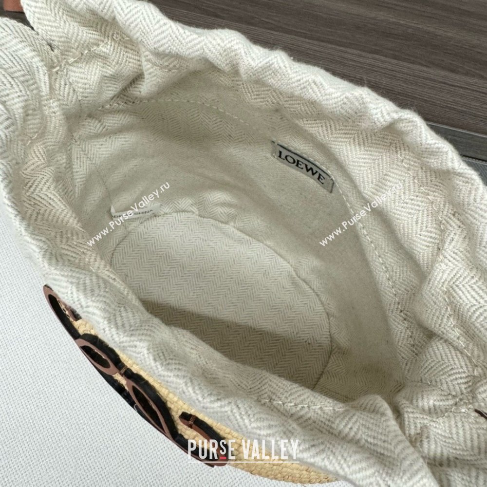 loewe Beehive Basket bag in raffia and calfskin Natural/Tan 2024 (yongsheng-240410-05)