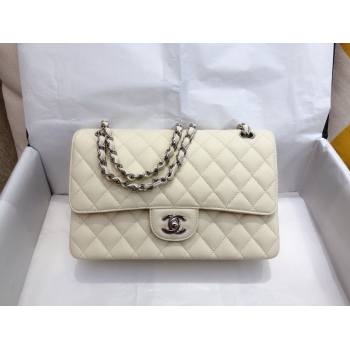 Chanel top Quality Medium Classic Flap Bag 1112 in Caviar Leather off white with silver Hardware (smjd-5307)