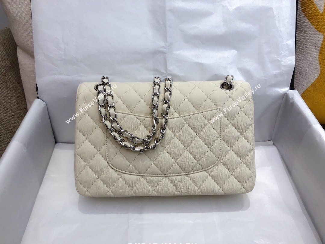 Chanel top Quality Medium Classic Flap Bag 1112 in Caviar Leather off white with silver Hardware  (smjd-5307)