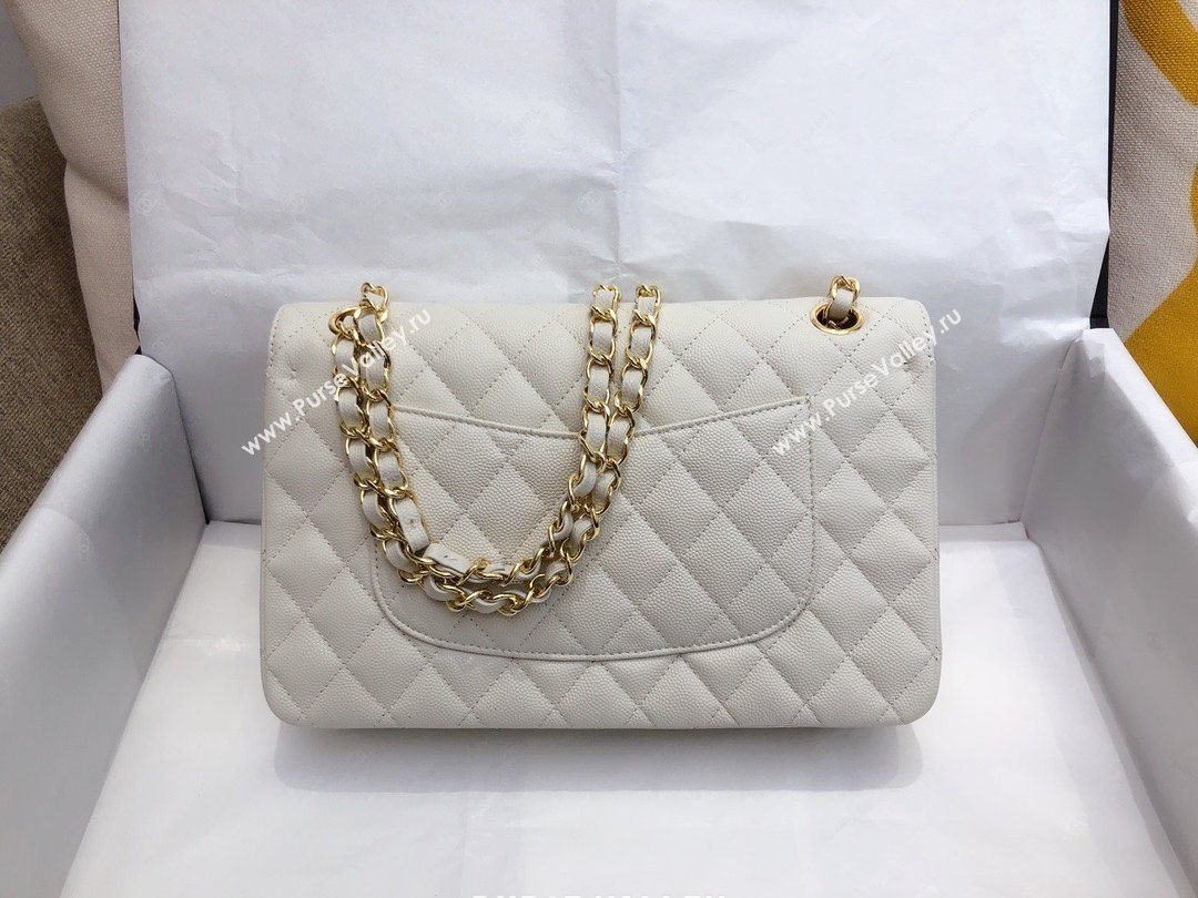 Chanel top Quality Medium Classic Flap Bag 1112 in Caviar Leather off white with Gold Hardware  (smjd-5639)