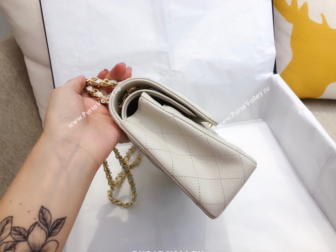 Chanel top Quality Medium Classic Flap Bag 1112 in Caviar Leather off white with Gold Hardware  (smjd-5639)