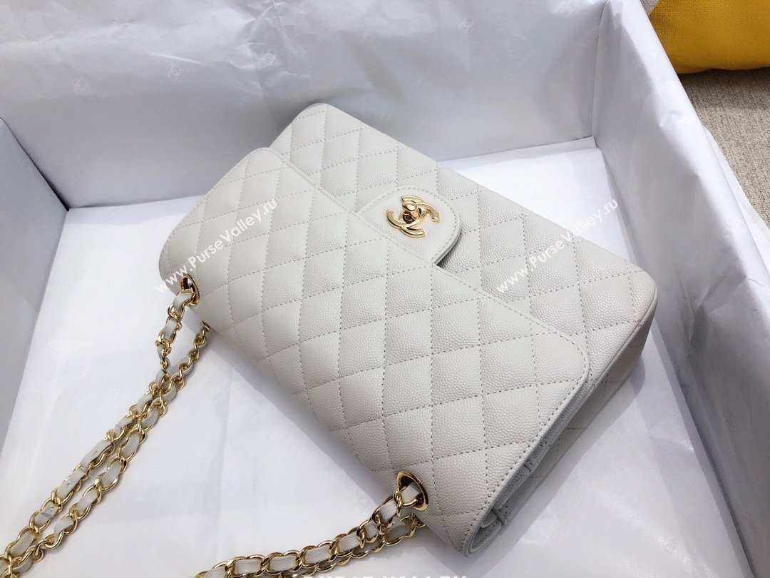 Chanel top Quality Medium Classic Flap Bag 1112 in Caviar Leather off white with Gold Hardware  (smjd-5639)