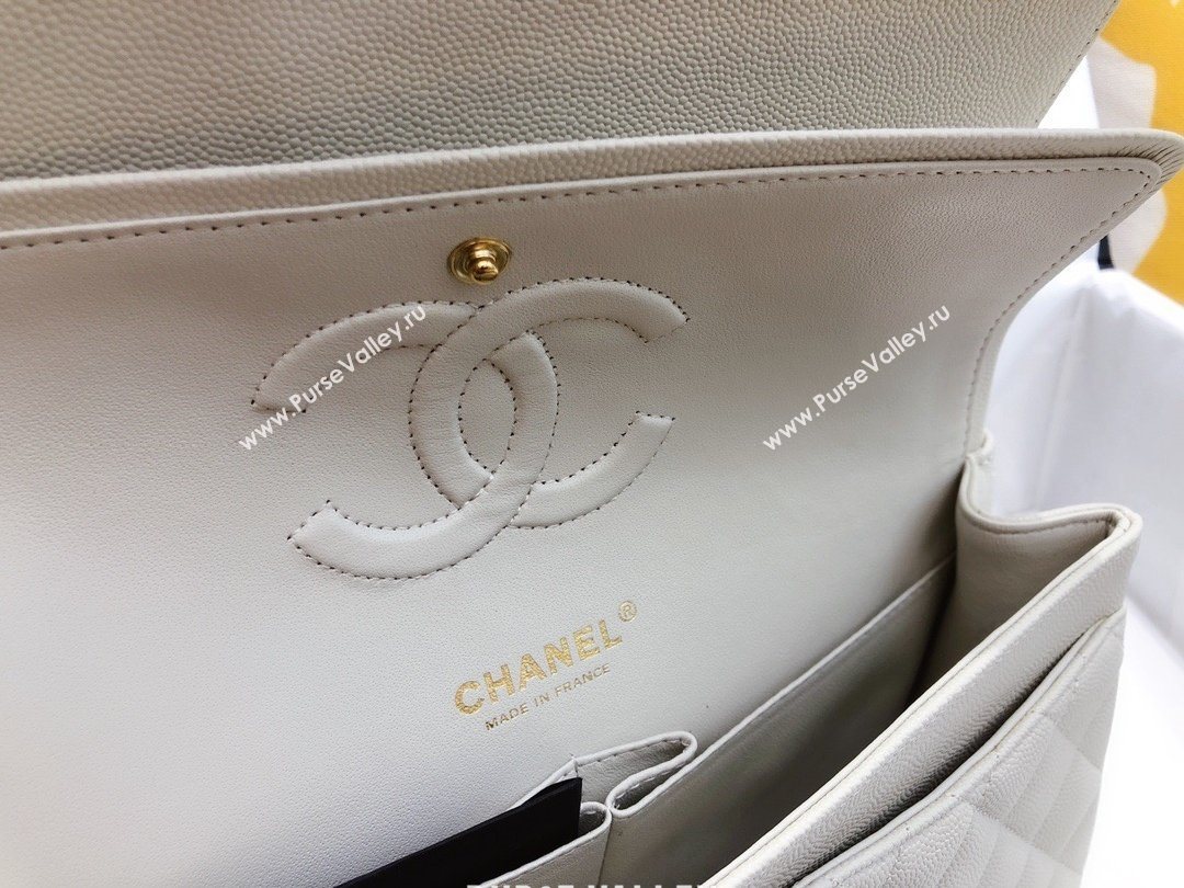 Chanel top Quality Medium Classic Flap Bag 1112 in Caviar Leather off white with Gold Hardware  (smjd-5639)