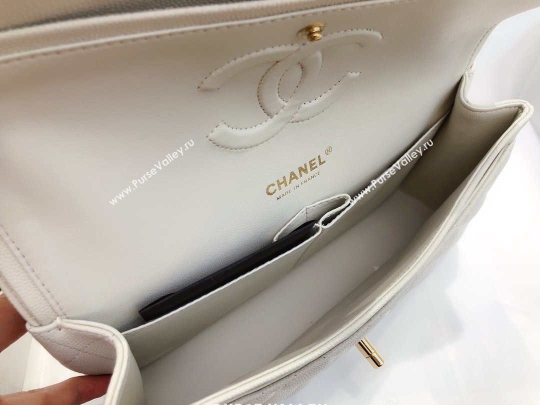 Chanel top Quality Medium Classic Flap Bag 1112 in Caviar Leather off white with Gold Hardware  (smjd-5639)