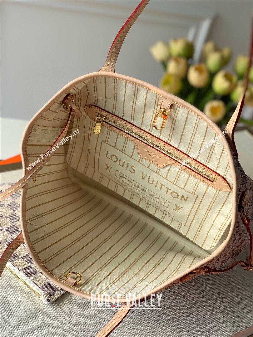 Louis Vuitton Damier Azur Canvas Neverfull PM Bag N41362 Beige 2023 (kiki-23101825)