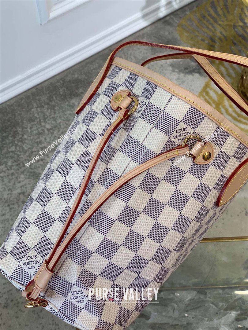 Louis Vuitton Damier Azur Canvas Neverfull PM Bag N41362 Pink 2023 (kiki-23101826)