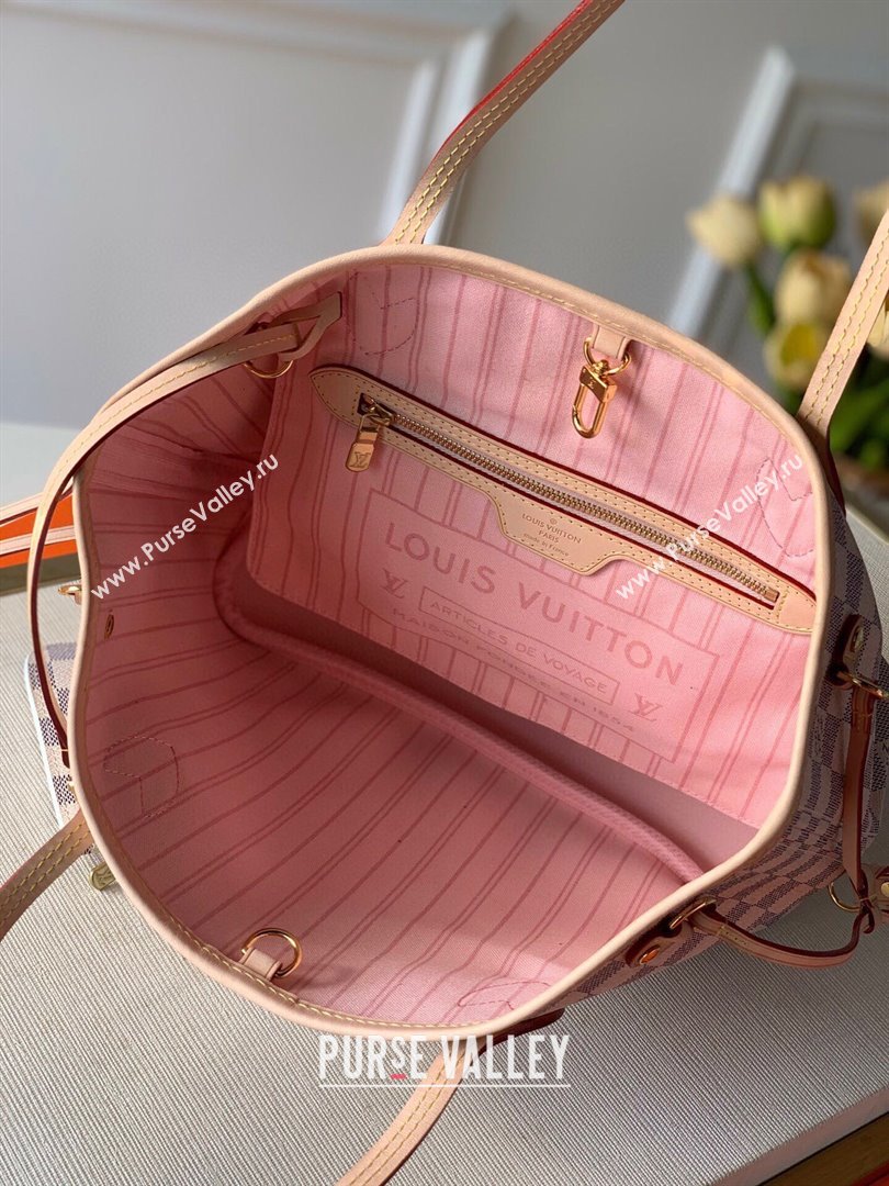Louis Vuitton Damier Azur Canvas Neverfull PM Bag N41362 Pink 2023 (kiki-23101826)