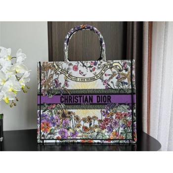 Dior LARGE Book Tote Bag in Ecru Multicolor Dior 4 Saisons Été Soleil Embroidery 2024 (XXG-240411-03)