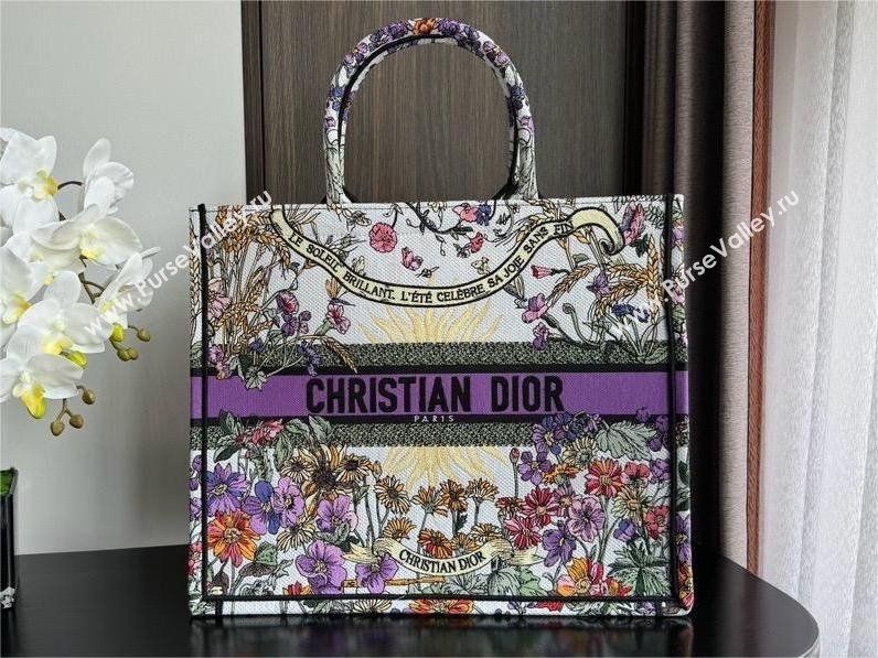 Dior LARGE Book Tote Bag in Ecru Multicolor Dior 4 Saisons Été Soleil Embroidery 2024 (XXG-240411-03)