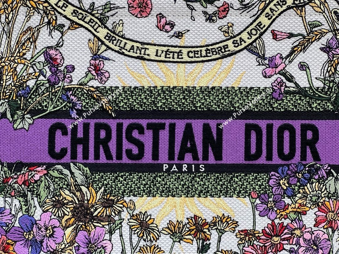 Dior Medium Book Tote Bag in Ecru Multicolor Dior 4 Saisons Été Soleil Embroidery 2024 (XXG-240411-02)