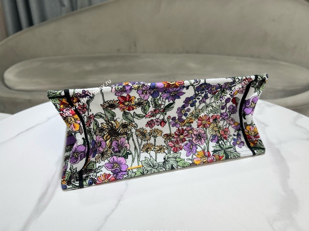 Dior Medium Book Tote Bag in Ecru Multicolor Dior 4 Saisons Été Soleil Embroidery 2024 (XXG-240411-02)