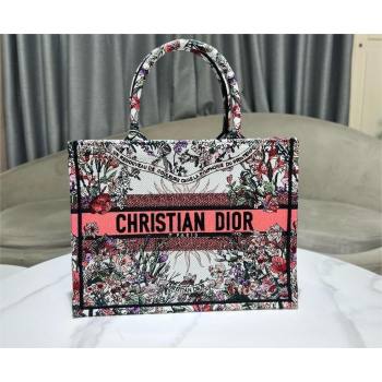 Dior Medium Book Tote Bag in Ecru Multicolor Dior 4 Saisons Printemps Soleil Embroidery 2024 (XXG-240411-01)