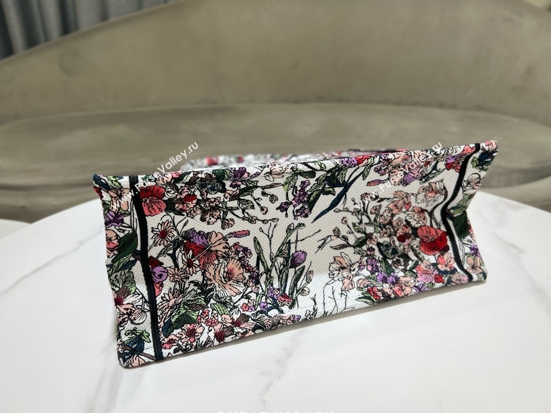 Dior Medium Book Tote Bag in Ecru Multicolor Dior 4 Saisons Printemps Soleil Embroidery 2024 (XXG-240411-01)
