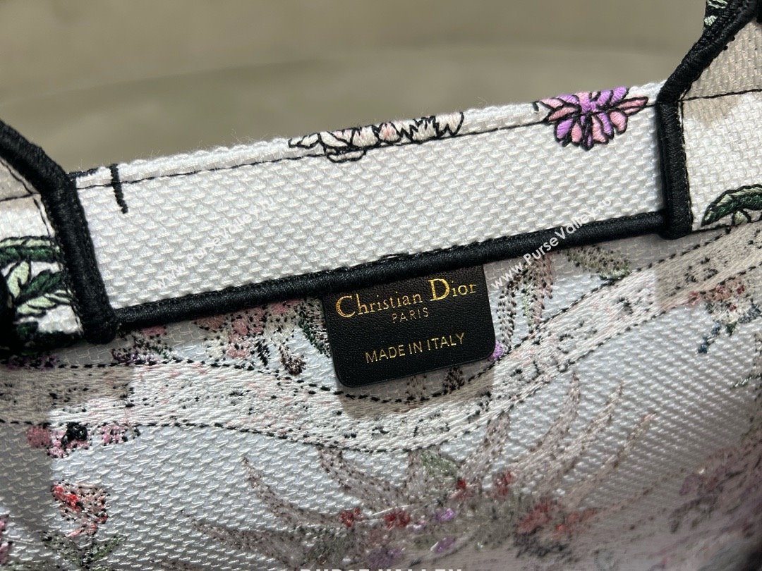 Dior Medium Book Tote Bag in Ecru Multicolor Dior 4 Saisons Printemps Soleil Embroidery 2024 (XXG-240411-01)