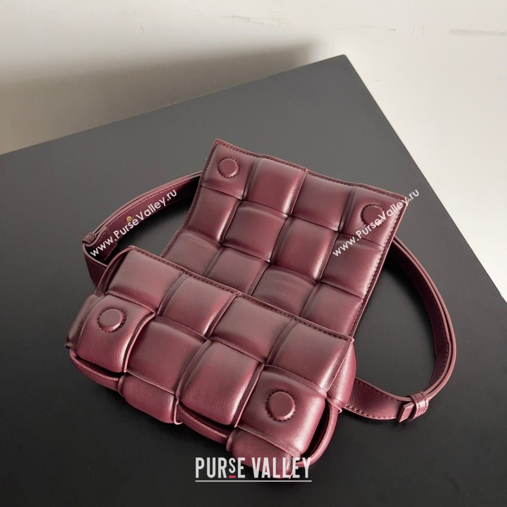 Bottega Veneta Padded Cassette Leather Belt Bag in calfskin barolo 2023 (misu-230928-02)