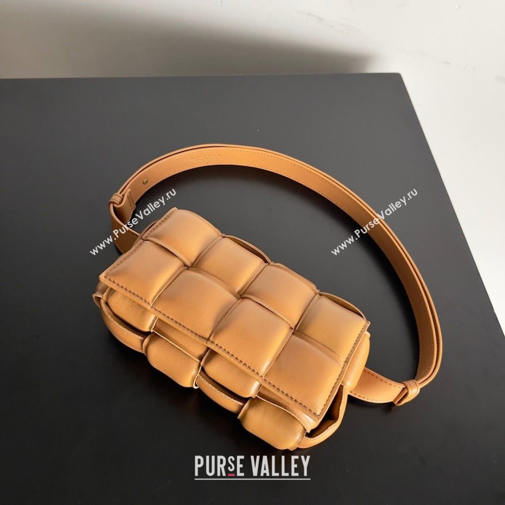 Bottega Veneta Padded Cassette Leather Belt Bag in calfskin wood 2023 (misu-230928-03)