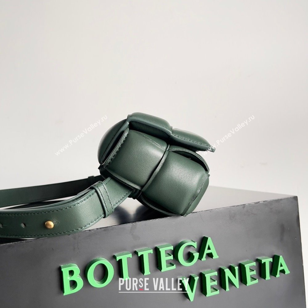 Bottega Veneta Padded Cassette Leather Belt Bag in calfskin dark green 2023 (misu-230928-04)