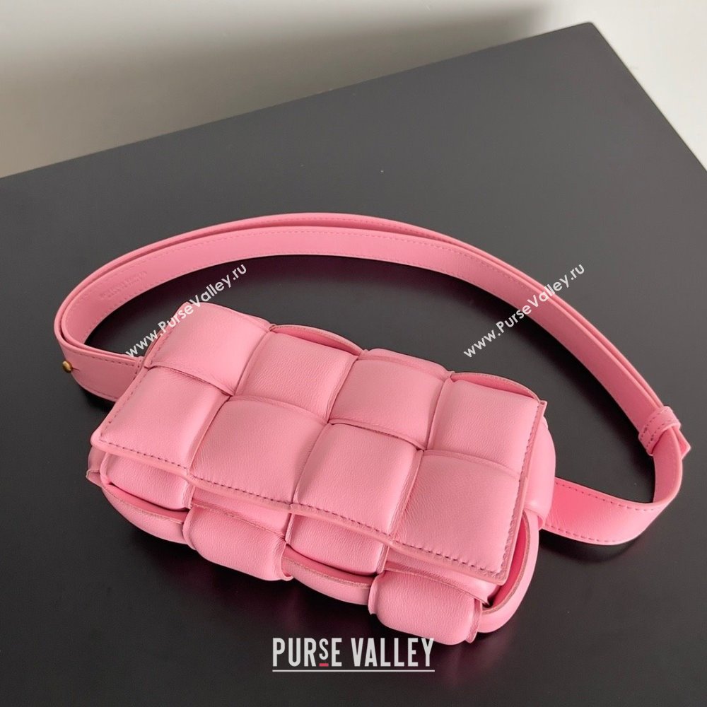 Bottega Veneta Padded Cassette Leather Belt Bag in calfskin PINK 2023 (misu-230928-06)