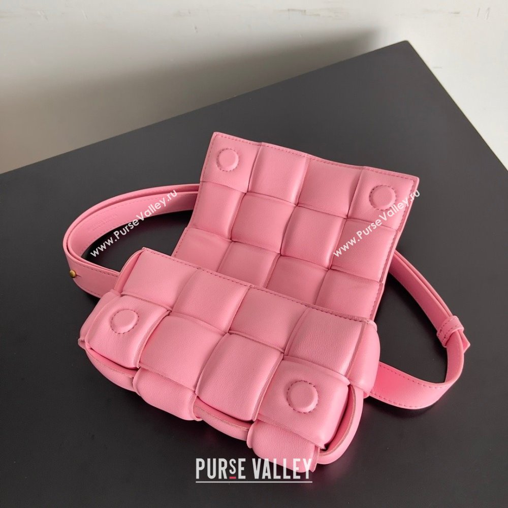 Bottega Veneta Padded Cassette Leather Belt Bag in calfskin PINK 2023 (misu-230928-06)