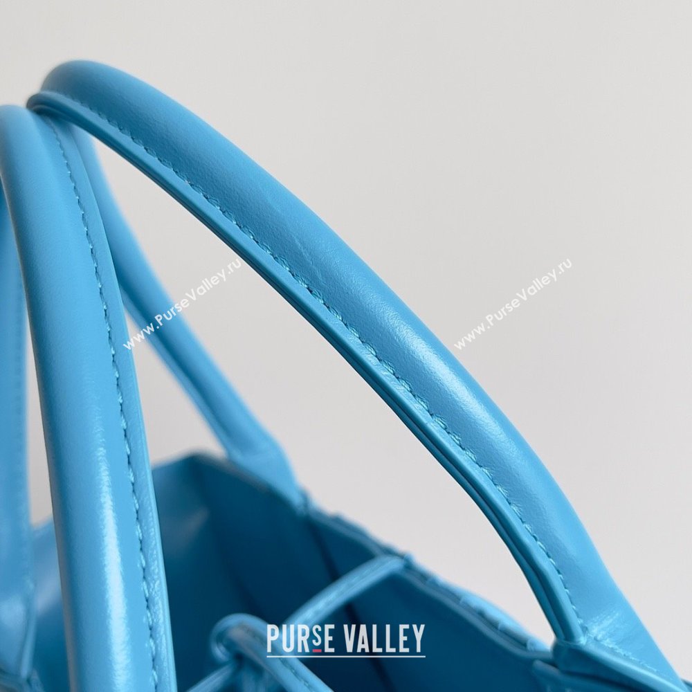 Bottega Veneta Small foulard Intreccio leather Arco Tote Bag lake blue 2023 (misu-230927-19)