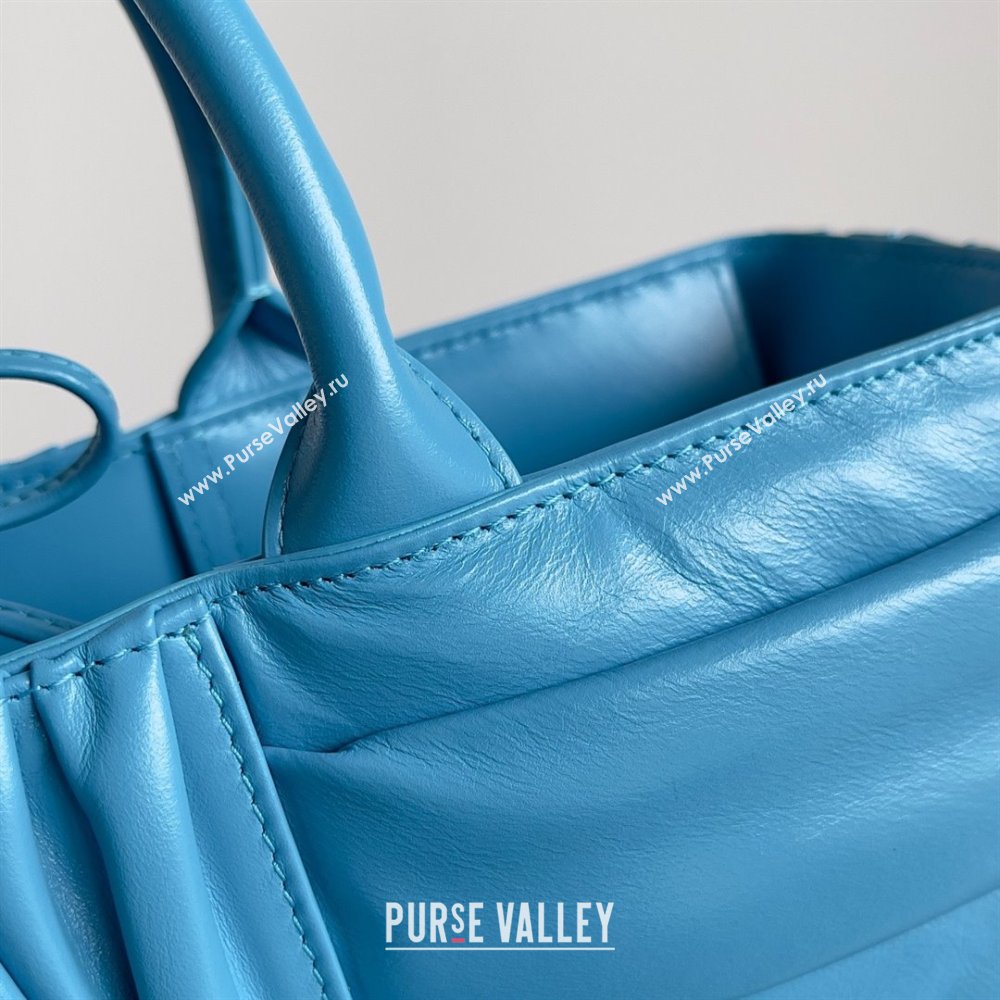 Bottega Veneta Small foulard Intreccio leather Arco Tote Bag lake blue 2023 (misu-230927-19)