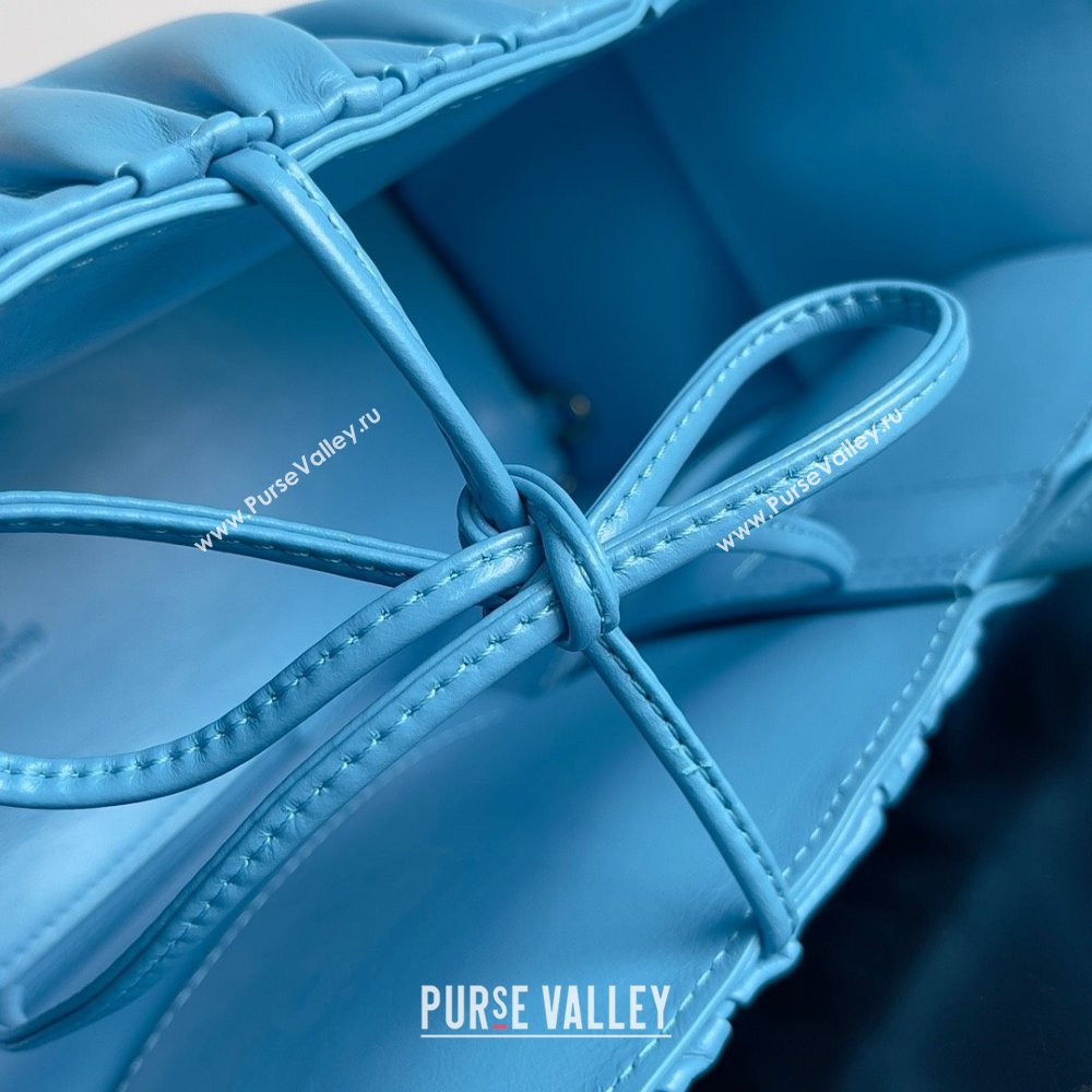 Bottega Veneta Small foulard Intreccio leather Arco Tote Bag lake blue 2023 (misu-230927-19)