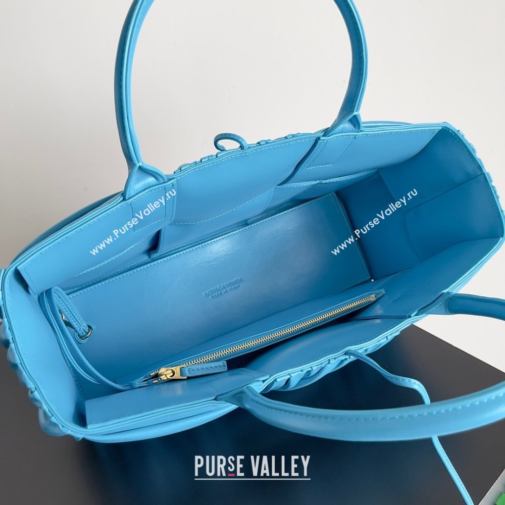 Bottega Veneta Small foulard Intreccio leather Arco Tote Bag lake blue 2023 (misu-230927-19)