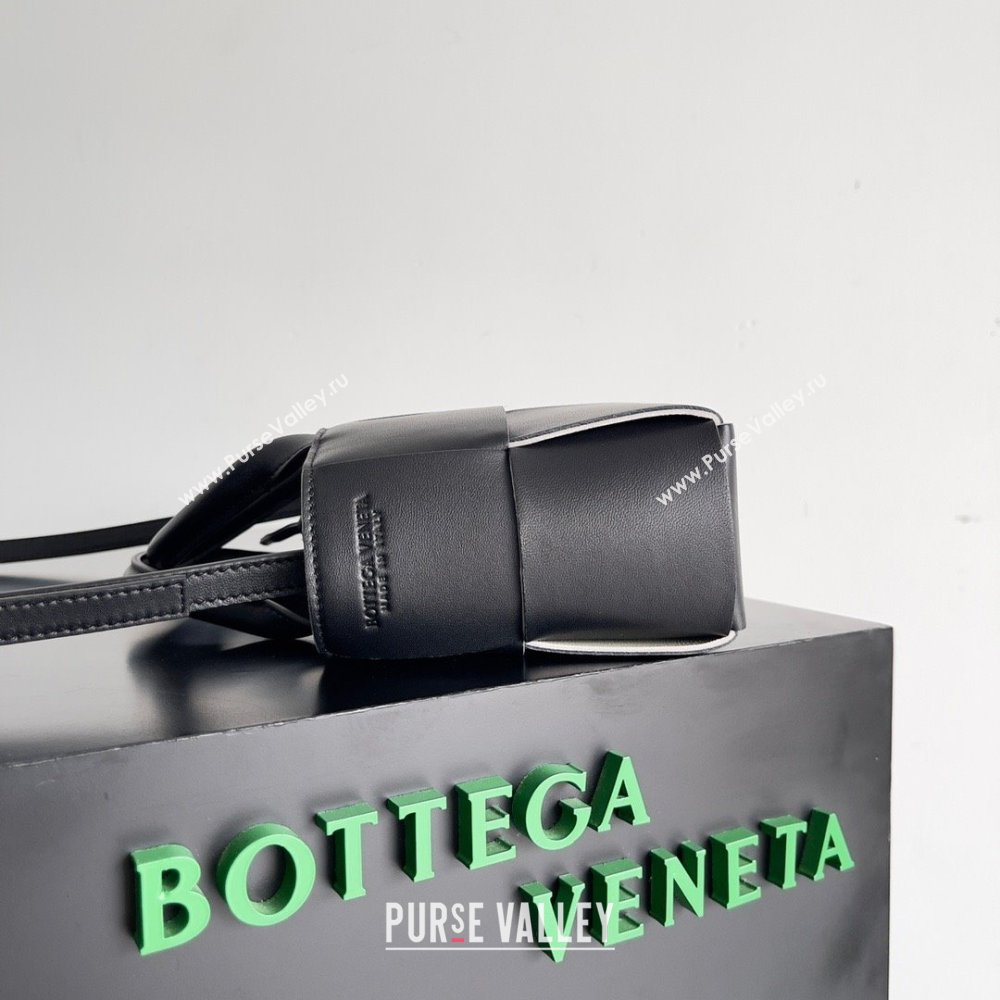 Bottega Veneta Micro intreccio leather Candy Arco Tote Bag black/white 2023 (misu-230927-07)