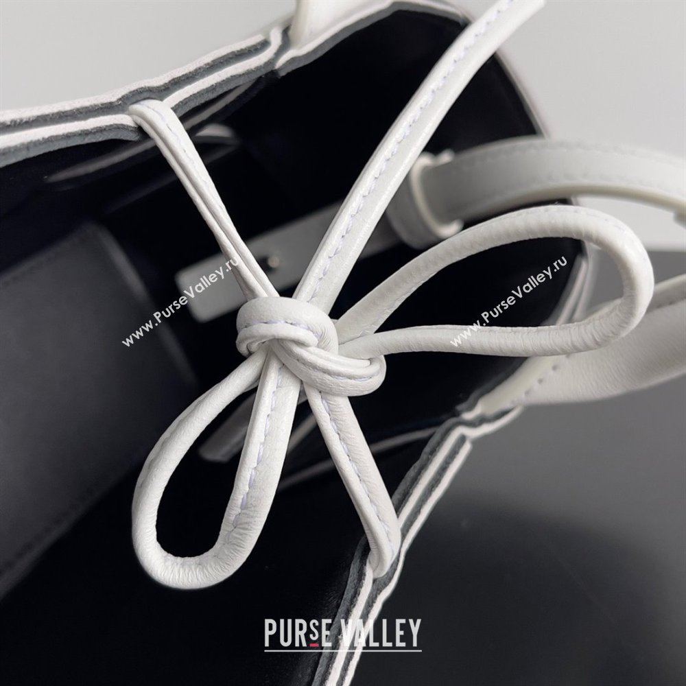 Bottega Veneta Micro intreccio leather Candy Arco Tote Bag white/black 2023 (misu-230927-10)