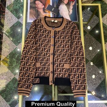 Fendi LOGO PRINTED CARDIGAN COFFEE 2020 (qiqi-201008-5)