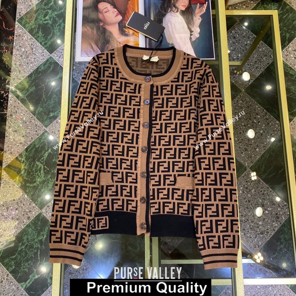 Fendi LOGO PRINTED CARDIGAN COFFEE 2020 (qiqi-201008-5)