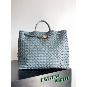Bottega Veneta Large Andiamo Top Handle Bag in Intrecciato Leather 743575 navy blue 2023 (misu240110-01)