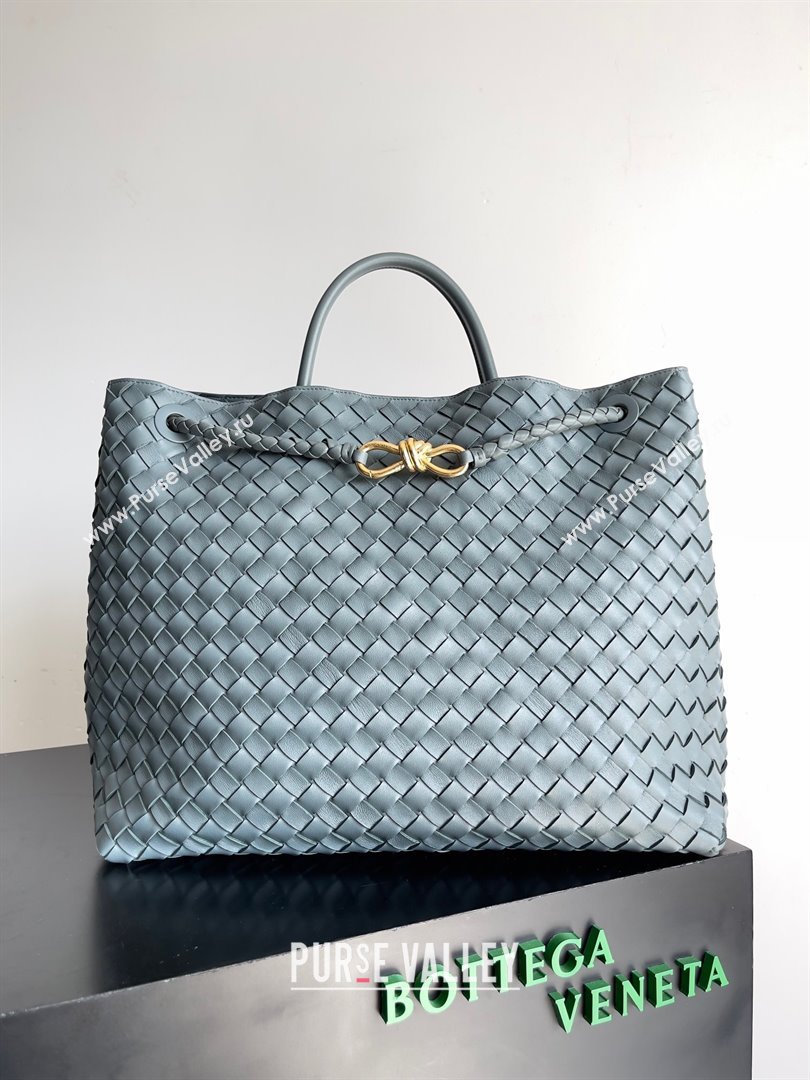 Bottega Veneta Large Andiamo Top Handle Bag in Intrecciato Leather 743575 navy blue 2023 (misu240110-01)