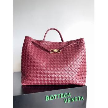 Bottega Veneta Large Andiamo Top Handle Bag in Intrecciato Leather 743575 barolo 2023 (misu240110-05)