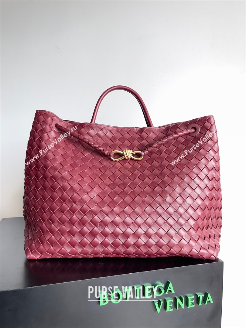 Bottega Veneta Large Andiamo Top Handle Bag in Intrecciato Leather 743575 barolo 2023 (misu240110-05)