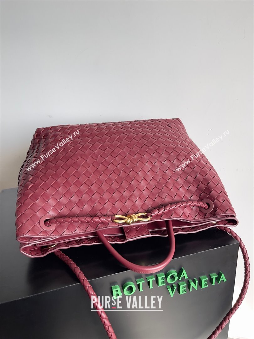 Bottega Veneta Large Andiamo Top Handle Bag in Intrecciato Leather 743575 barolo 2023 (misu240110-05)